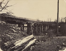 Winter Scene with Trestle Bridge Along the Atlantic & Great Western Railway, 1862-64.