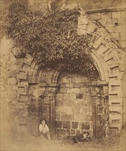 Kirkstall Abbey. Doorway on the North Side, 1850s.