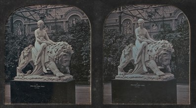 Stereograph, Crystal Palace, John Bell's Una and the Lion, 1854-62.