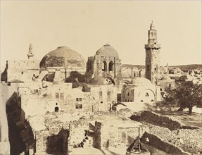 Jérusalem. état actuel du dôme, du St. Sépulcre et Minaret d'Omar, 1860 or later.