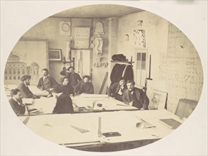 [Charles Garnier in the Drafting Room While Designing the New Paris Opera], ca. 1870.