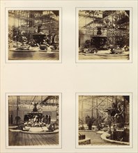 [View of Fountain and Byzantine Court; Bronze Fountain in Northern Nave; Monti's Fountain, and Alhambra Court; Alhambra Court from North Transept], ca. 1859.