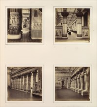 [View Across the Egyptian Court; View through Egyptian Columns into Classical Sculpture Gallery; Side View of Egyptian Colonnade; Facade of the Hall of Columns], ca. 1859.