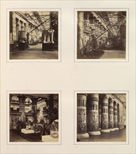 [Egyptian Court, Eastern Wall of Principal Court; Egyptian Court, Principal Facade towards the Nave; Lions in the Egyptian Court; [Colonnade Adorned with Egyptian Paintings], ca. 1859.