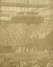 Queen Victoria Presiding at the Reopening of the Reconstructed Crystal Palace at Sydenham, 1854. Formerly attributed to Philip Henry Delamotte.