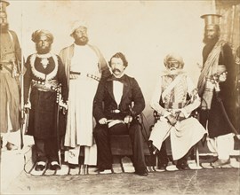 British Gentleman with Group of Eastern Potentates, 1860s.