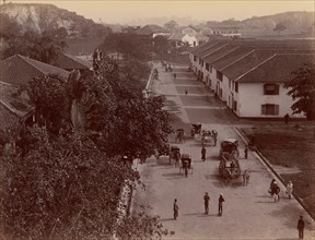 View of the Main Road, Singapore, 1860s-70s.