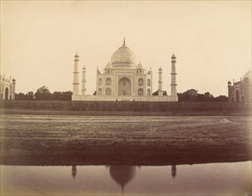 View of the Taj Mahal from the Jamuna, Agra, 1860s-70s.