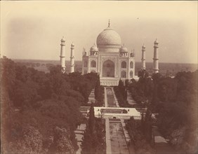 View of the Taj Mahal from the Gate, Agra, 1860s-70s.
