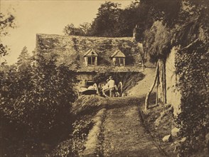 Rustic Cottage with Figures and Carts, ca. 1855.