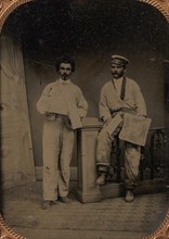 Two Plasterers Leaning on a Railing, late 1850s-60s.