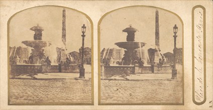 Group of 17 Early Calotype Stereograph Views, 1840s-50s. [Place de la Concorde, Paris].