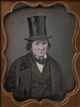 Older Man Wearing Top Hat and Coat, 1850s.