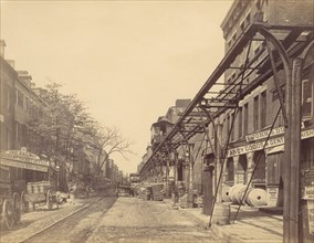 Greenwich Street, New York City, with Office of Erie Railway, 1870s.