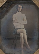 Nude Man Seated with Cloth Draped over Waist, 1840s.