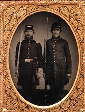 Union Officer and Private, Standing at Attention, with Sword and Rifle with Fixed Bayonet, 1861-65.