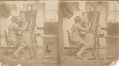 Painter at Work in Studio, 1850s.