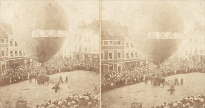 Stereograph View of a Hot Air Balloon, 1850s-60s.