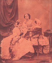 Three Claudet Family Women Seated in Studio, 1850s.