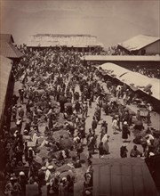 Bhutan and Nepalese People at Darjeeling, Sunday Morning Market Scene, 1860s-70s.