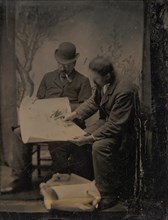 Two Men Reviewing Plans, 1860s-70s.