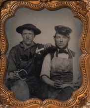 Two Seated Men with Calipers, T-Square, and Compass, 1870s-80s.