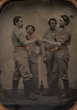 Four Pugilists with a Bottle at Their Feet, 1870-80s.