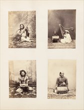 Girl with a Sitar, 1850s. [Dancing girl, harp player, reader, dhol player].