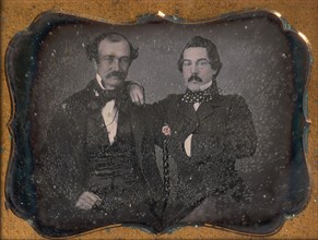 Two Men with Mustaches, Arms Around Each Other, 1850s.