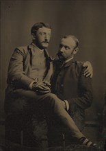 Two Men Smoking, One Seated in the Other's Lap, 1880s-90s.