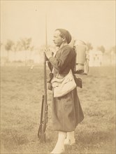 [Soldier Posed with Rifle and Bayonette], 1880s-90s.