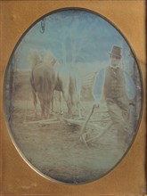 Farmer with Plow and Team of Horses, 1850s.