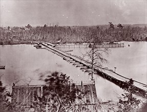 Pontoon Bridge, Broadway Landing, Appomattox River, 1861-65. Formerly attributed to Mathew B. Brady.