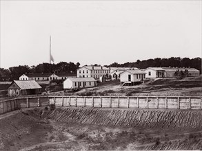 Geisboro D.C., Barracks at Fort Carroll, 1863-64. Formerly attributed to Mathew B. Brady.