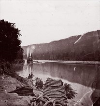 U.S. Transport in Rapids, Tennessee River/The Suck - Tennessee River below Chattanooga, looking down stream, ca. 1864.