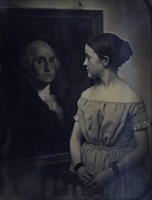 Girl with Portrait of George Washington, ca. 1850.