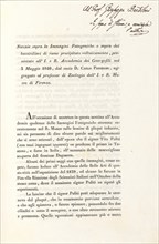 [Notizie sopra le Immagini Fotogeniche], 1840. [Part of an article in Italian discussing photogenic drawing and the work of Louis Daguerre, inventor of the daguerreotype process of photography].