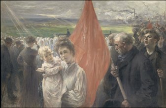 A Strike at Saint-Ouen, 1908. Creator: Delance, Paul-Louis (1848-1924).