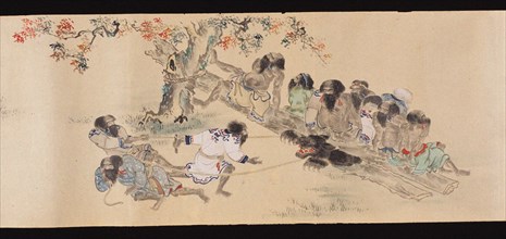 Ainu while bear hunting, 1800-1829. Creator: Chishima (Matsumae), Shunri (active ca 1800-1829).