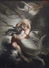 Amanda / Rezia throws herself with Huon into the sea, Fatime is held back by force, 1804-1805. Creator: Füssli (Fuseli), Johann Heinrich (1741-1825).