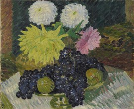 Dahlias and grapes, 1908. Creator: Giacometti, Giovanni (1868-1933).