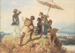 En plein air painters. Creator: Huot, Georges Eugène (active 1848-1870).