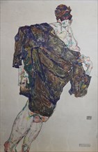 Figure with Mantle, 1913. Creator: Schiele, Egon (1890-1918).