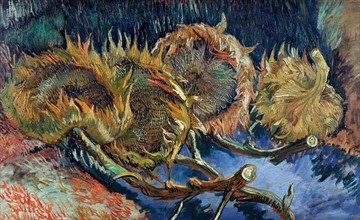 Four cut sunflowers, 1887. Creator: Gogh, Vincent, van (1853-1890).
