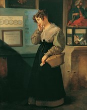Girl in Front of a Lottery Shop, 1829. Creator: Fendi, Peter (1796-1842).