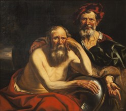 Heraclitus and Democritus. Creator: Jordaens, Jacob (1593-1678).