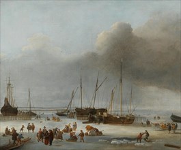 Ice-skating on the Eastern Docks of Amsterdam, Second Half of the 17th cen.. Creator: Dubbels, Hendrick Jacobsz. (1621-1707).