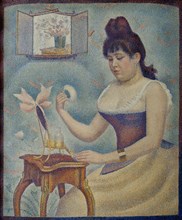 Jeune femme se poudrant (Young woman powdering herself), 1889-1890. Creator: Seurat, Georges Pierre (1859-1891).
