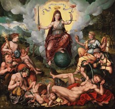 Justitia vanquishes the Seven Deadly Sins, ca. 1600. Creator: Claeissens, Antoon (Antonius) (1536-1613).