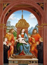 Madonna and Child with Saints James, Philip and the Family of Antonio Busti, 1515-1517. Creator: Zenale, Bernardo (1464-1526).
